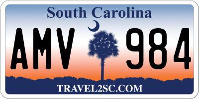 SC license plate AMV984
