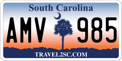 SC license plate AMV985