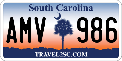 SC license plate AMV986