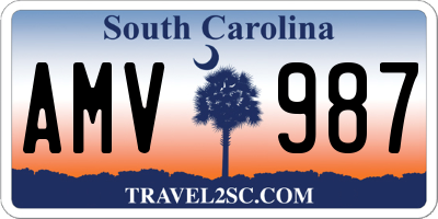 SC license plate AMV987