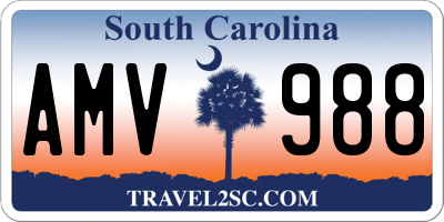 SC license plate AMV988