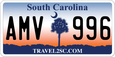 SC license plate AMV996