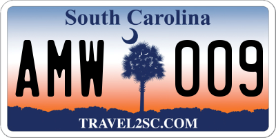 SC license plate AMW009