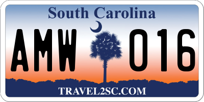 SC license plate AMW016