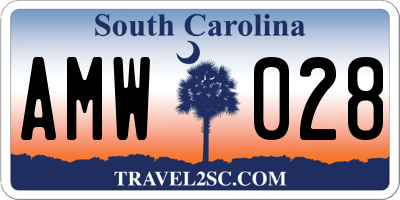 SC license plate AMW028