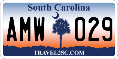 SC license plate AMW029