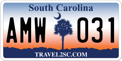 SC license plate AMW031