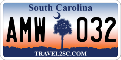 SC license plate AMW032
