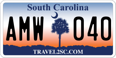 SC license plate AMW040
