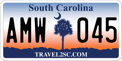 SC license plate AMW045