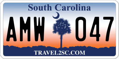 SC license plate AMW047