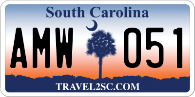 SC license plate AMW051