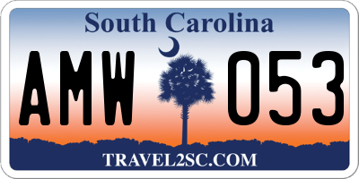 SC license plate AMW053