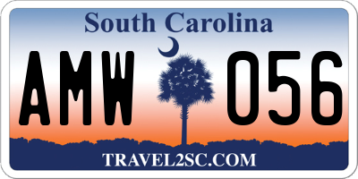 SC license plate AMW056