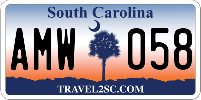 SC license plate AMW058