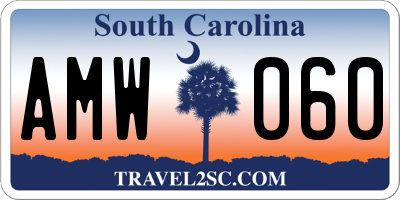 SC license plate AMW060