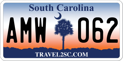 SC license plate AMW062
