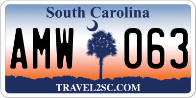 SC license plate AMW063
