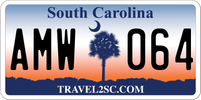 SC license plate AMW064