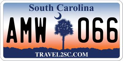 SC license plate AMW066