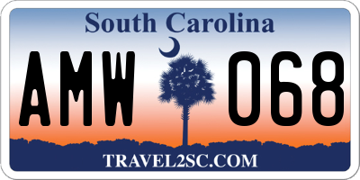 SC license plate AMW068