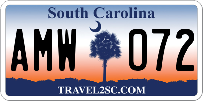 SC license plate AMW072