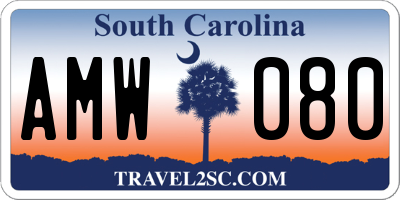 SC license plate AMW080