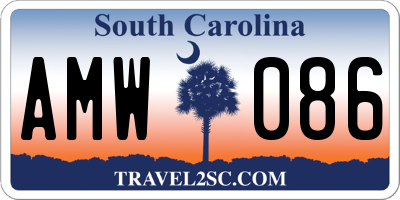 SC license plate AMW086