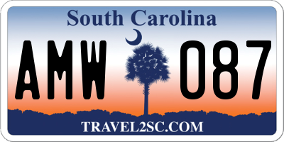 SC license plate AMW087