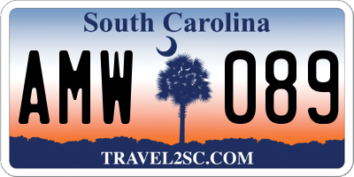 SC license plate AMW089