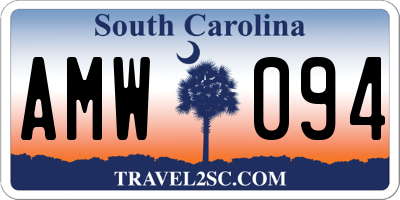 SC license plate AMW094