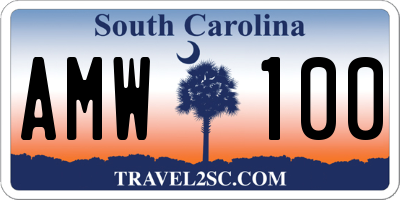SC license plate AMW100