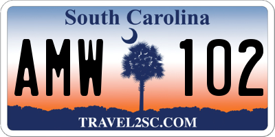 SC license plate AMW102