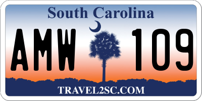SC license plate AMW109