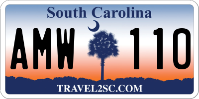 SC license plate AMW110