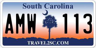 SC license plate AMW113