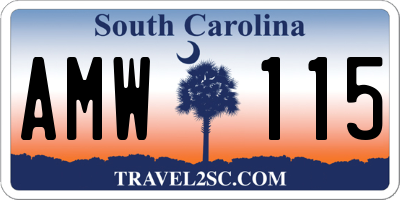 SC license plate AMW115