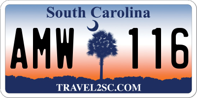 SC license plate AMW116