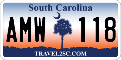 SC license plate AMW118