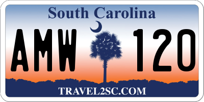 SC license plate AMW120