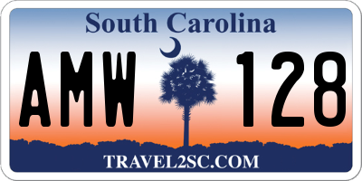 SC license plate AMW128