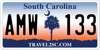 SC license plate AMW133