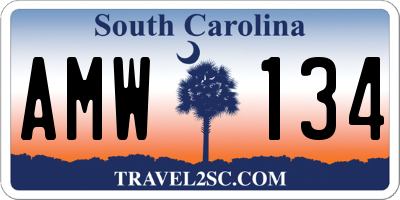 SC license plate AMW134
