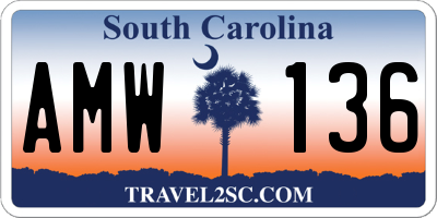 SC license plate AMW136