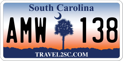 SC license plate AMW138