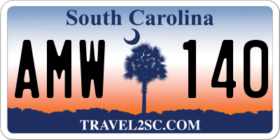 SC license plate AMW140