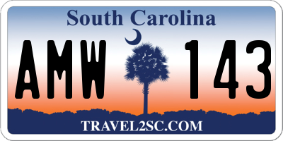 SC license plate AMW143