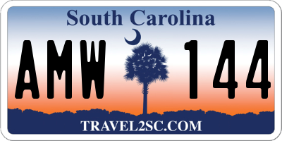 SC license plate AMW144