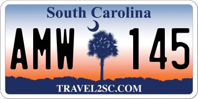 SC license plate AMW145