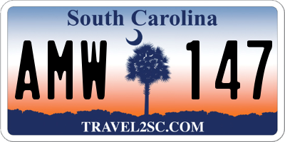 SC license plate AMW147